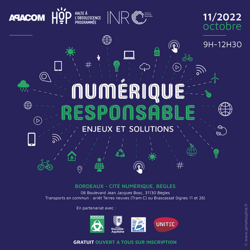 Visuel de l'événement "Numérique responsable" qui aura lieu le 11 octobre 2022 à la Cité du numérique à Bègles