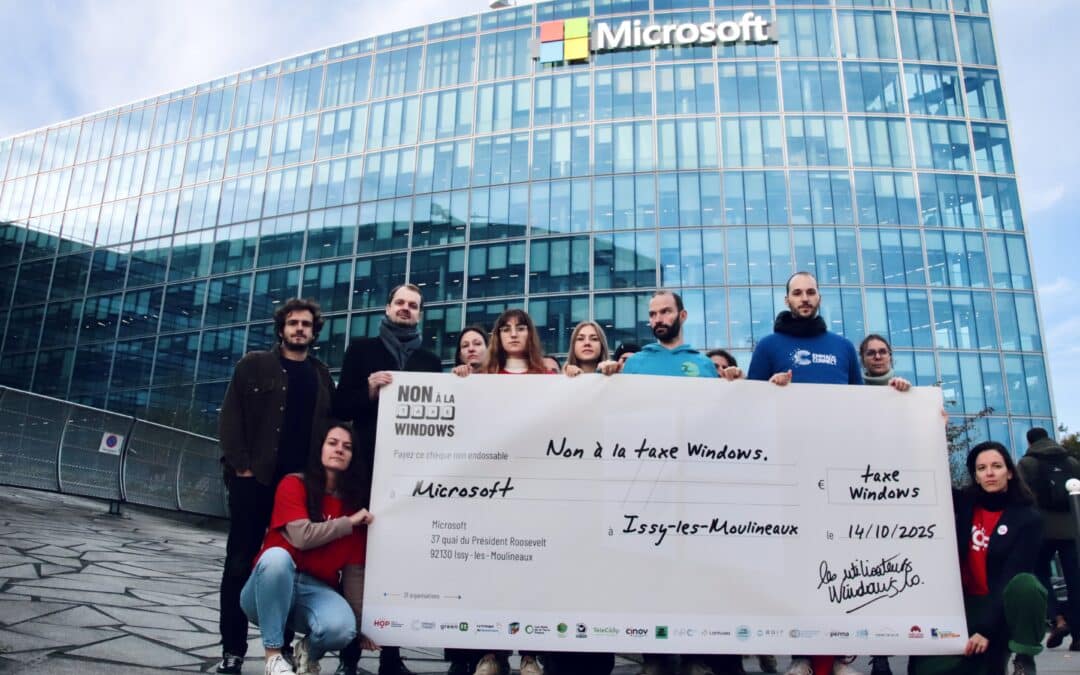 Action devant le siège de Microsoft : la coalition “Non Taxe Windows” se mobilise !